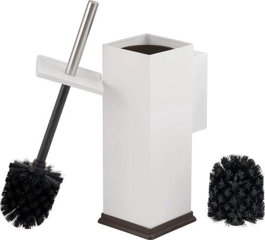 Set d'accessoires WC blanc en inox suspendu pour décoration de bain