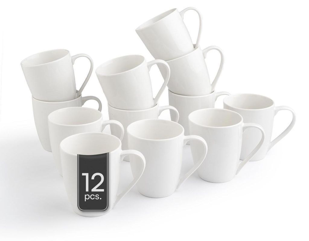 Kaffeetassen - Weiß - Bone China - 360 ml - 12er Set Produktbild 