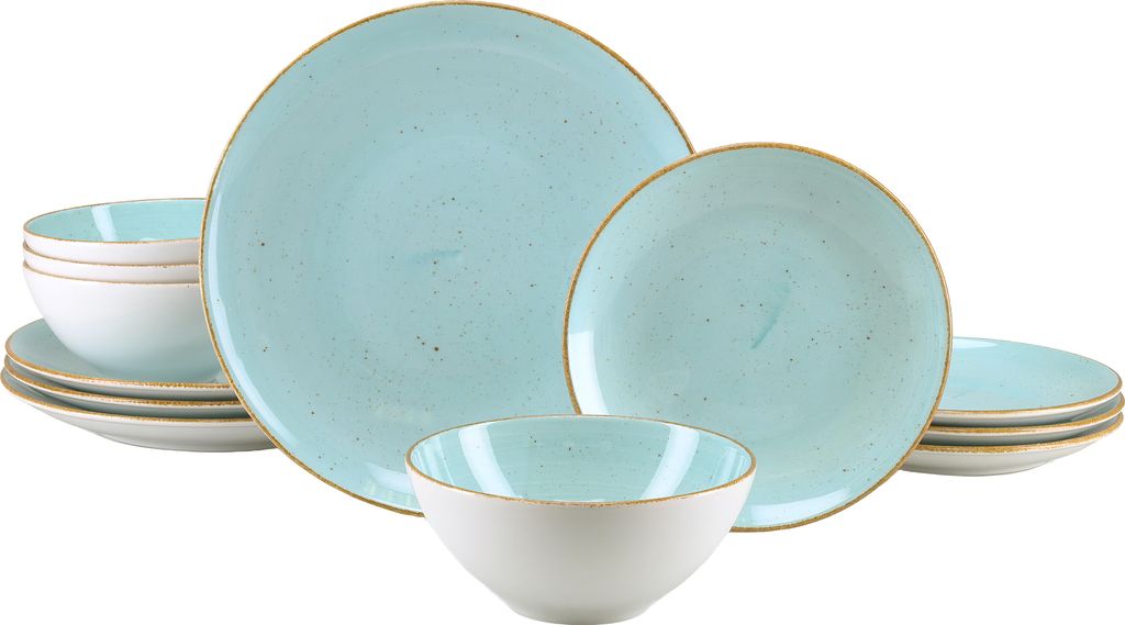 CreaTable, 24807, Vintage Nature Aqua, Tellerset 12-tlg, Produktbild 