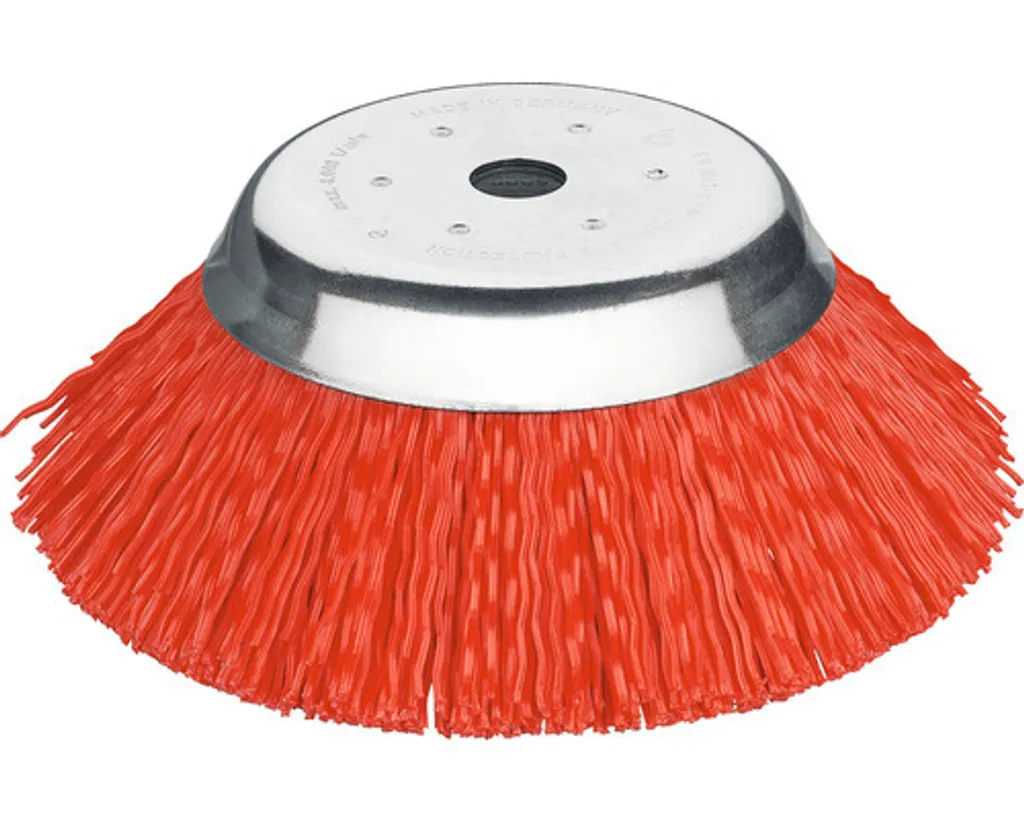 Spazzola conica Spazzola per erbacce Spazzola per erbacce Lessmann per decespugliatori Ø 180 PP ondulato rosso, 1,6 mm, foro 25,4 mm per decespugliatori con albero diritto