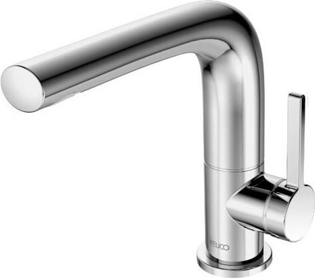 Keuco Einhebel-Waschtischmischer 150 EDITION 400 Auslauf schwenkbar +/- 45° mit Zugstangen-Ablaufgarnitur 1 1/4" Schwarzchrom gebürstet 51505130000