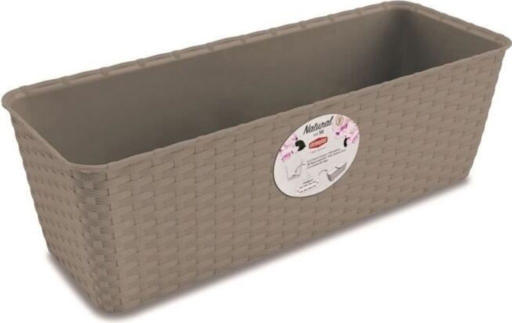 Stefanplast Blumenkasten Natur Beige 18 cm x 16 cm x 49 cm Modell 73502