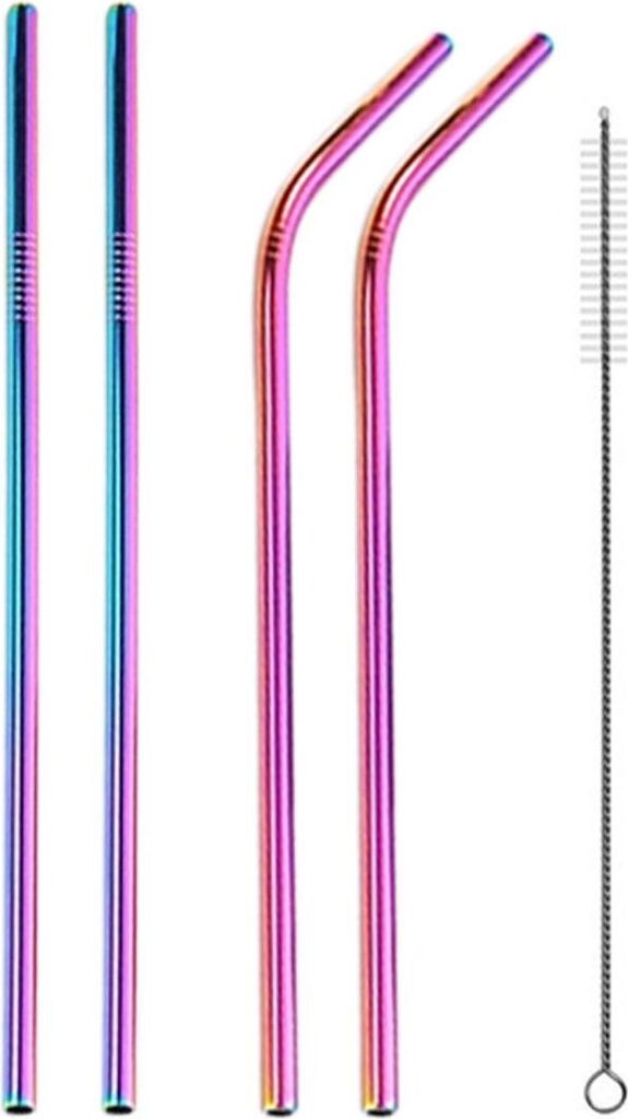 Edelstahl Strohhalme 4er Pack, Farbe:Farbe