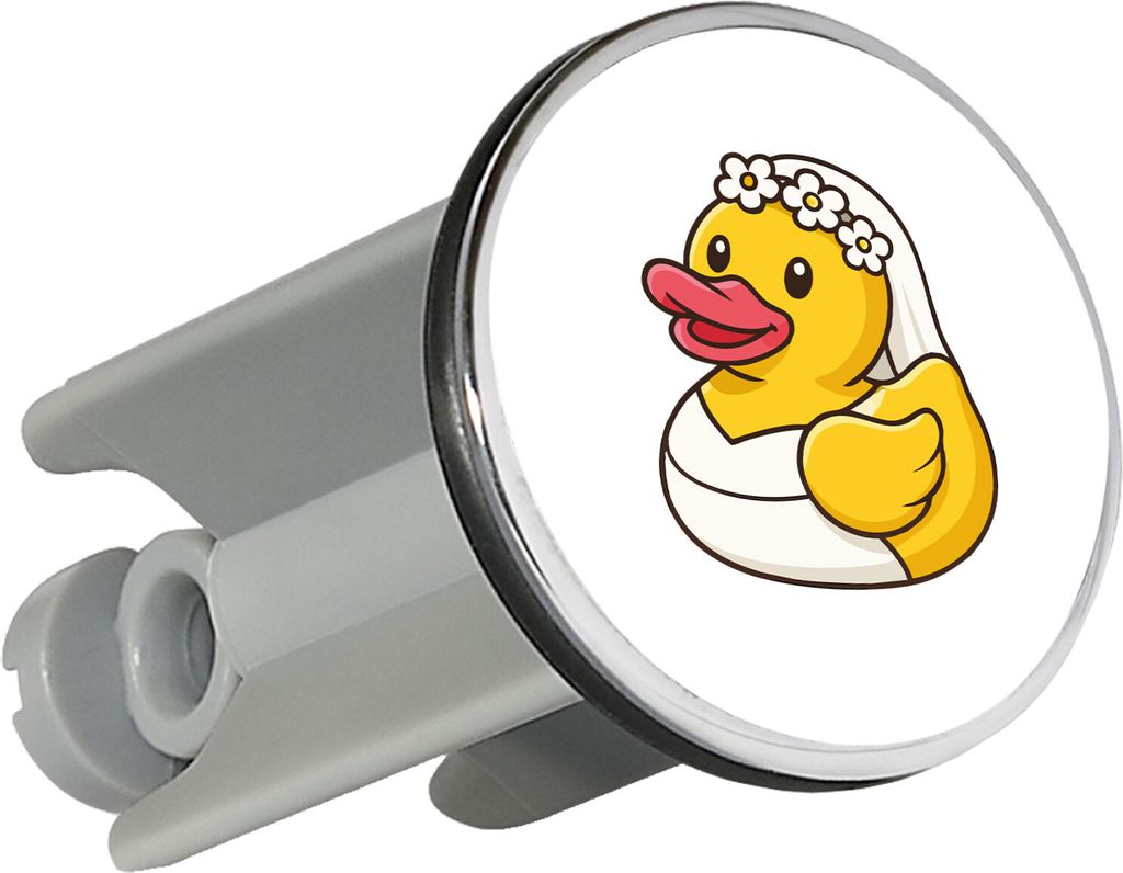 Huuraa Waschbeckenstöpsel Quietscheente Braut Gummiente Hochzeit 4cm höhenverstellbar Abflussstopfen Geschenkidee