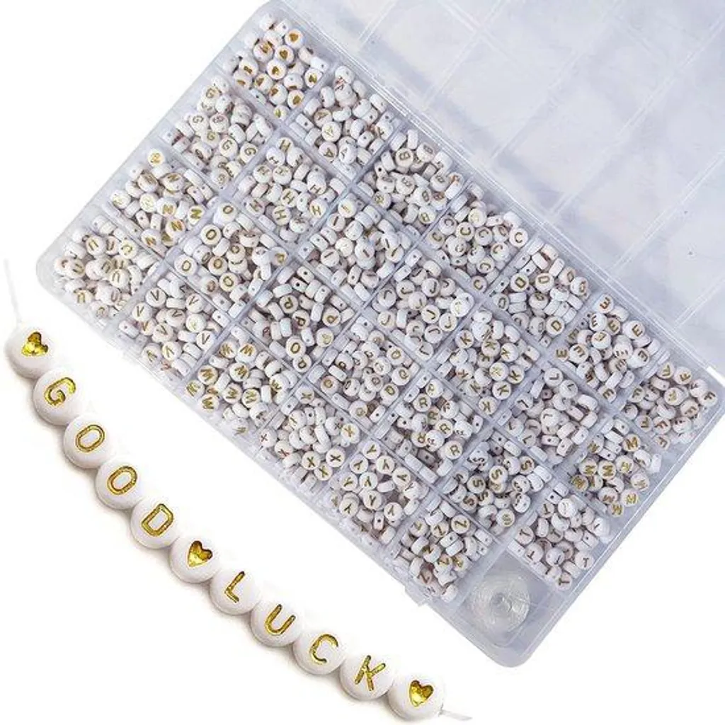 Kit de Perles Alphabet et Cœurs Dorés pour la Fabrication de Bijoux DIY