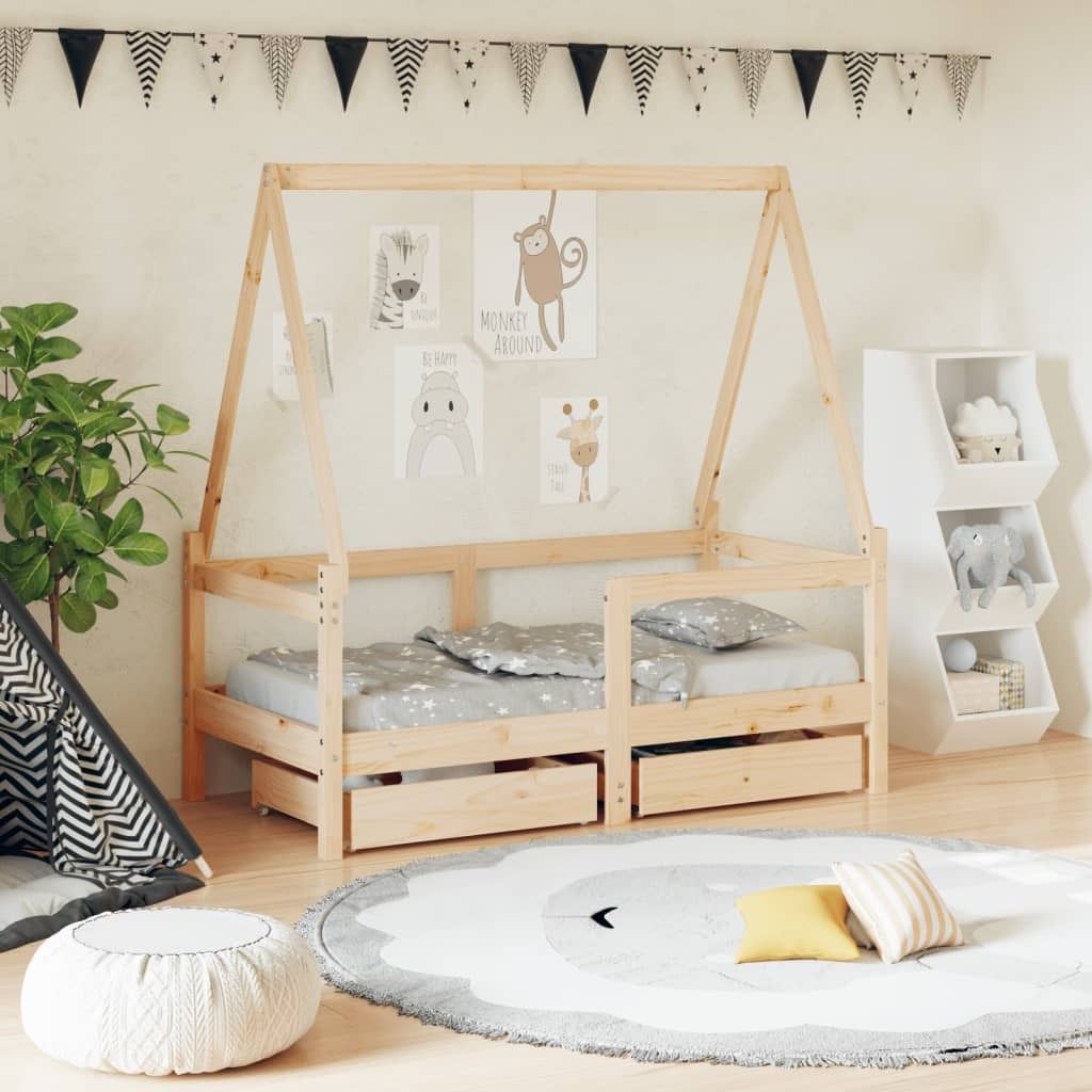 Maison Exclusive - Kinderbett mit Schubladen 70x140 cm Massivholz Kiefer