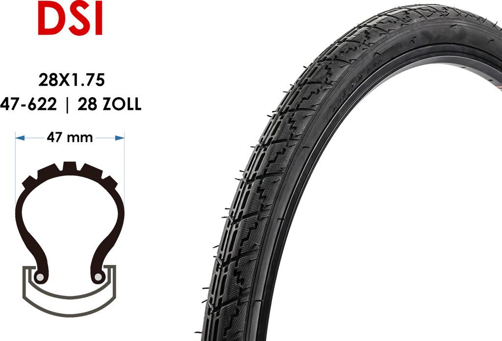 28 Zoll Fahrrad Reifen 28x1.75 City Trekking Bike Tire 47-622 Mantel Decke