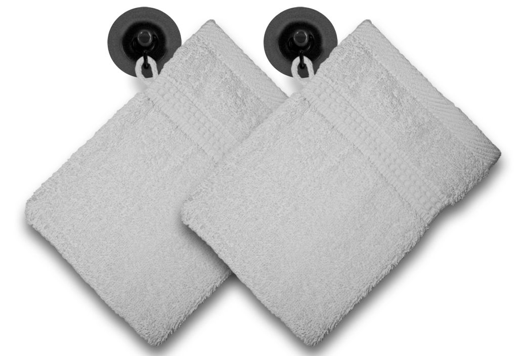 2er Set Waschhandschuhe Waschlappen silber 16x21 cm Frottee Produktbild 