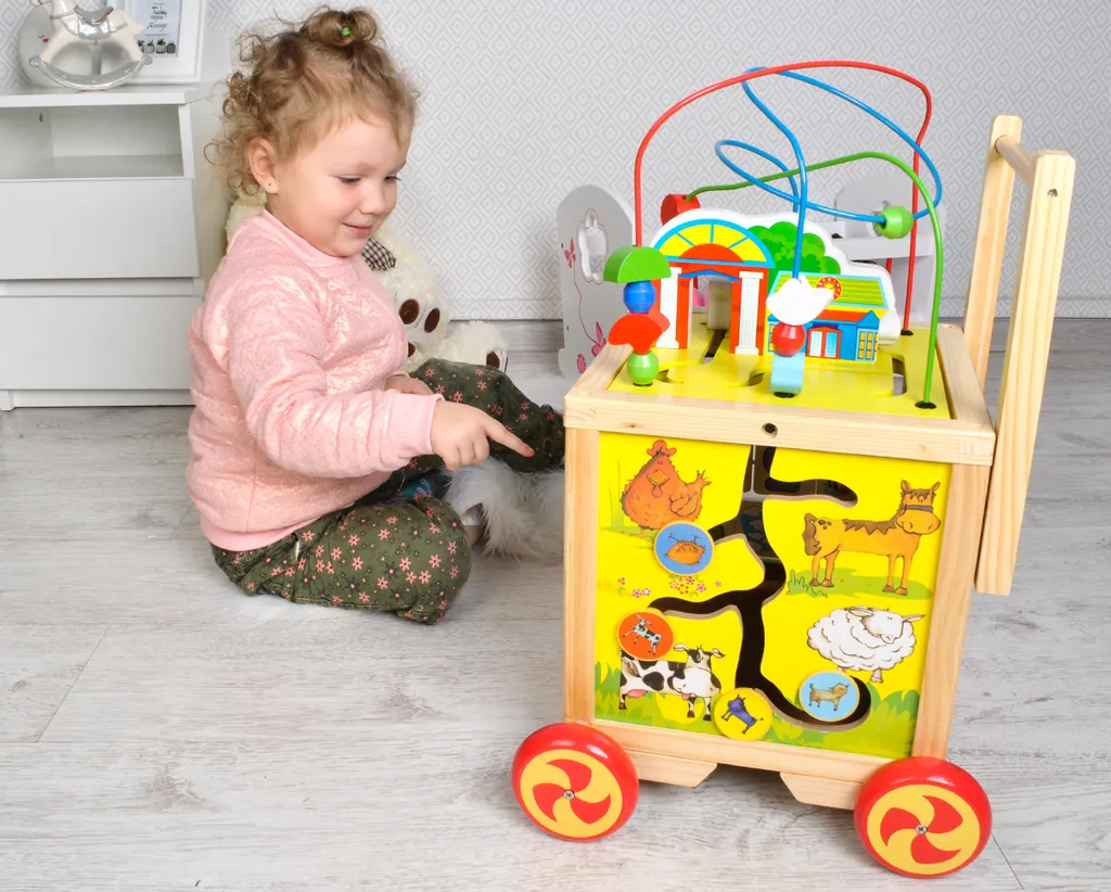 Trotteur Bébé en Bois et Poussette de Marche Chariot Mobile de Jeu - 3
