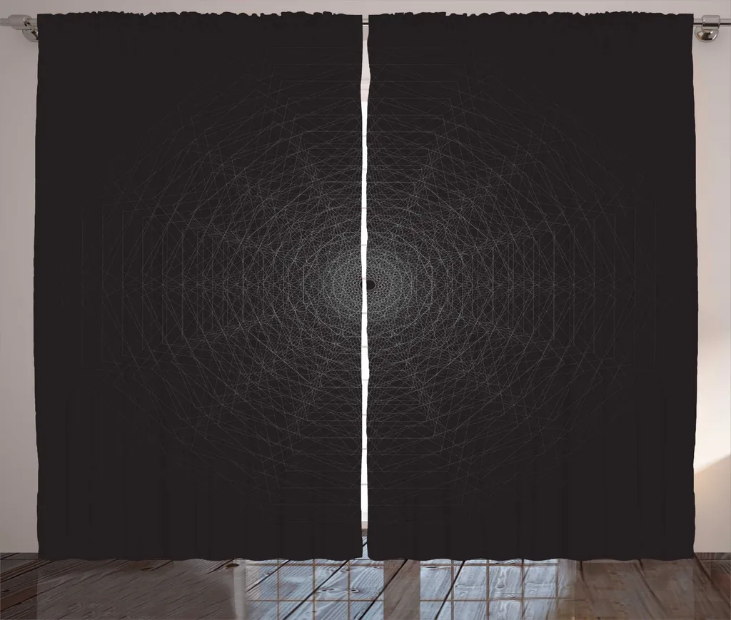 Rideau Géométrique Gris Charcoal pour Occulter la Lumière et Décorer