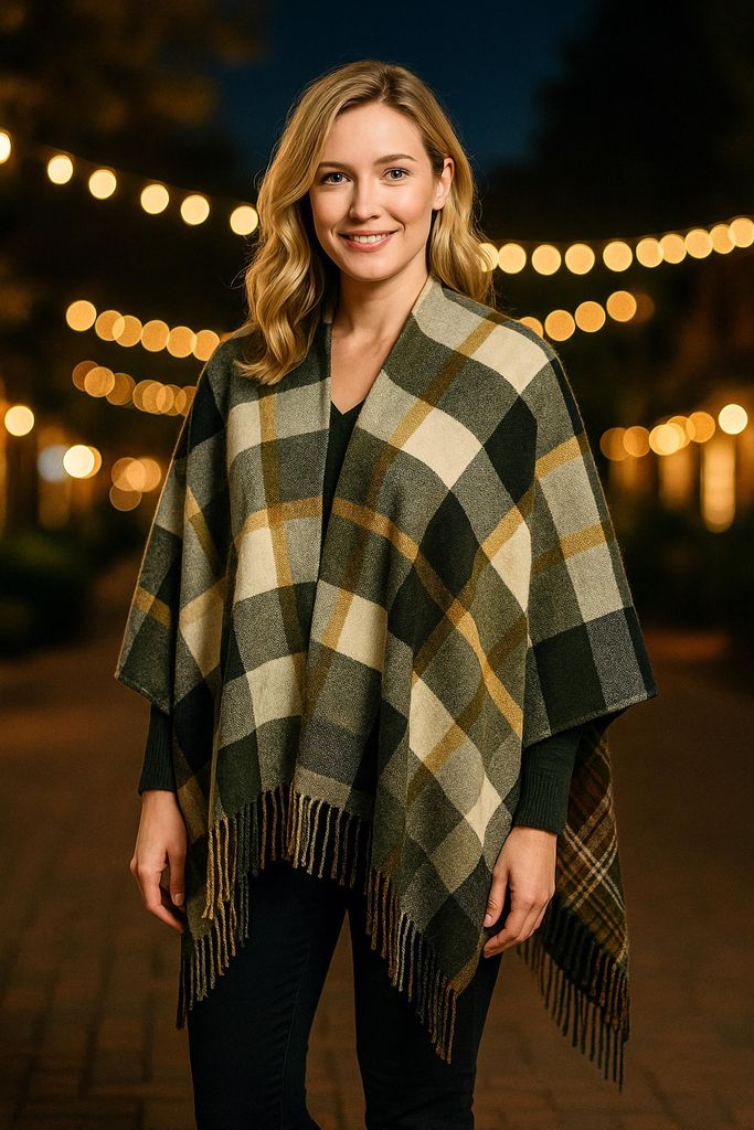 Poncho Aspen Italy, Kuschelweich, mit Karo von collezione alessandro