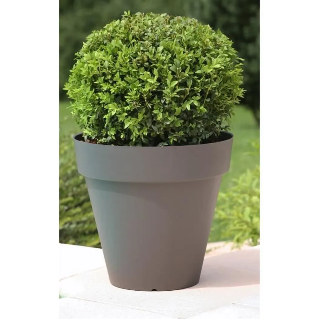 Pot Riviera Soleilla Gris en résine robuste 60cm de diamètre extérieur
