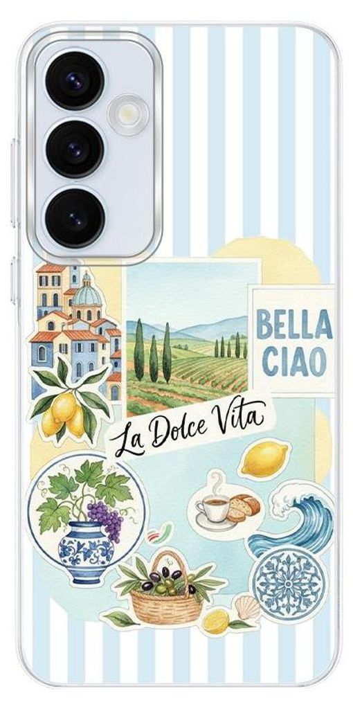 Hartschalenhülle für das Samsung Galaxy A35, kompatibel mit MagSafe, transparent, Urlaub in Italien, italienische Spezialitäten, La Dolce Vita