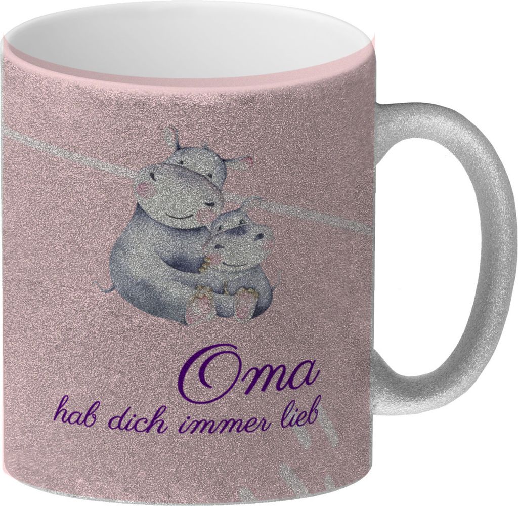Oma hab dich immer lieb Glitzer-Kaffeebecher Besonders geeignet als Geschenk