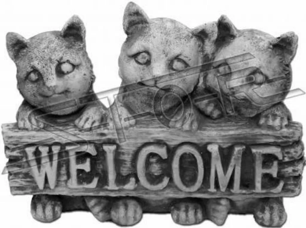Panneau Welcome Chats en Résine - Statuette de Bienvenue pour Jardin