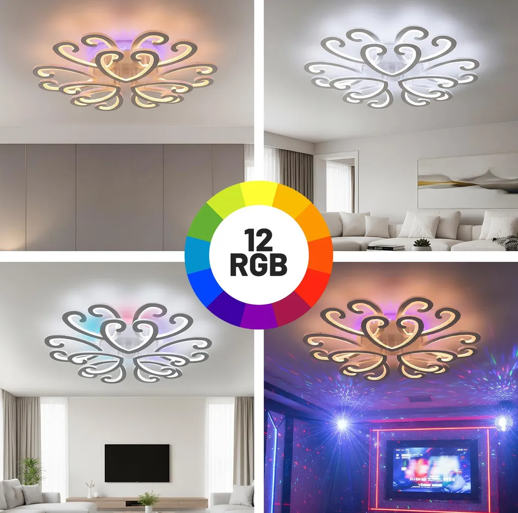 Lustre Plafonnier Blanc 100W à Intensité Variable avec Rétroéclairage