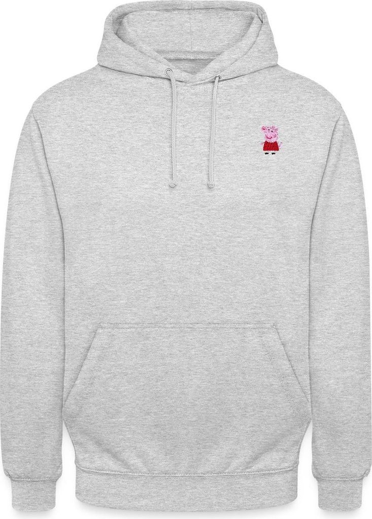 Spreadshirt Peppa Wutz Brustdesign Stick Uni Hoodie, S, Hellgrau meliert