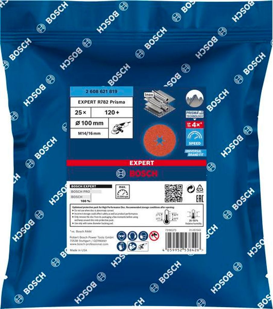 EXPERT R782 Fiberscheibe, 100mm, K120, 25-tlg.