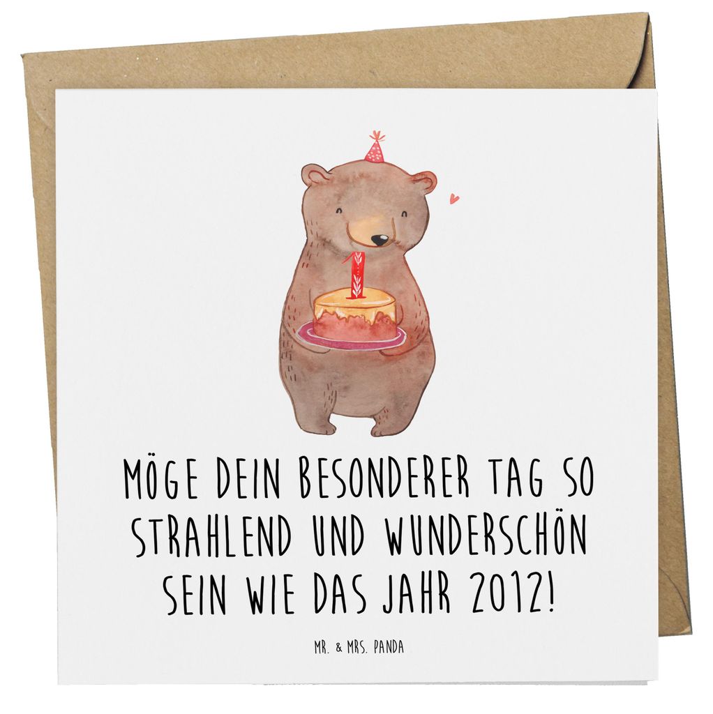 Mr. & Mrs. Panda Glückwunschkarte 2012 Geburtstag - Weiß - Geschenk, doppelkarte, strahlend, Geburtsjahr, besonderer Tag, Grußkarte, anlasskarte...