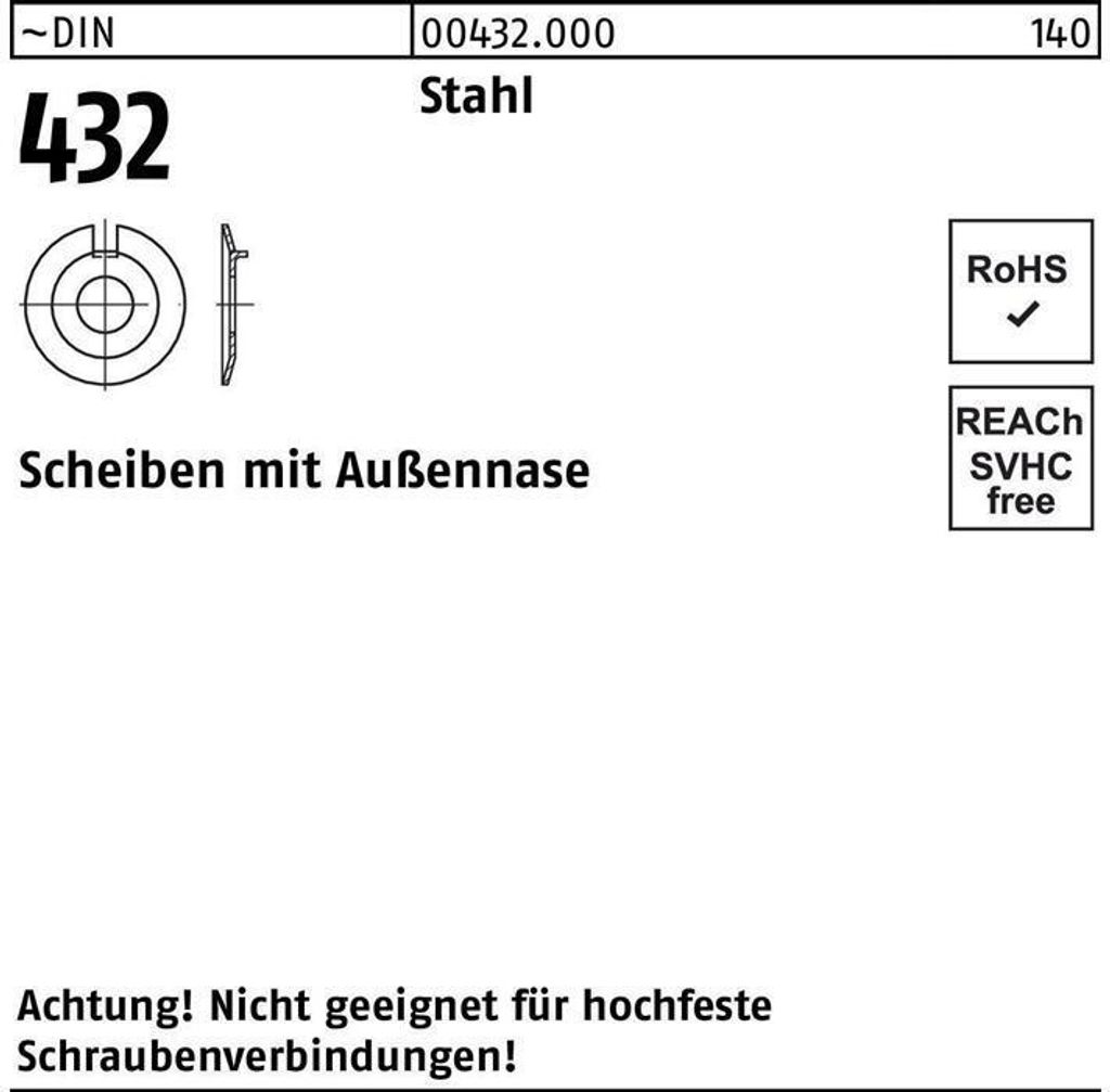 Reyher Scheiben DIN 432 Stahl 23 (50 Stück)