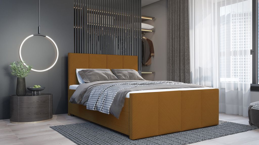 SALES LEADER Boxspringbett DUBLIN 120x200 cm Polsterbett mit zwei Bettkästen, Komplett-Set mit Matratze und Topper (4cm), Braun, Erz, Bett Stoff S...