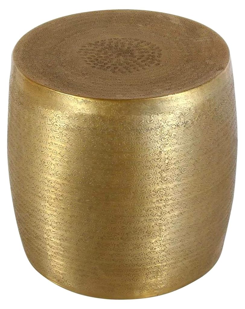 Beistelltisch Ayoub Gold Ø 38cm aus gehämmertem Aluminium | Hammerschlag | runder Sofatisch | Boho Chic Couchtisch | edle Wohn-Deko
