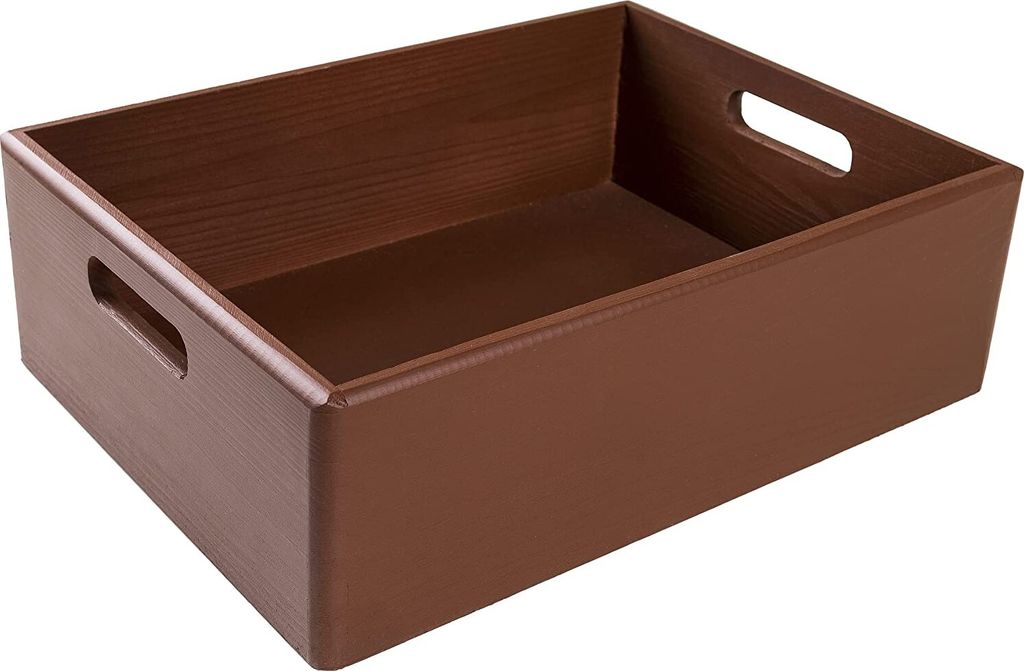 Creative Deco XL Braune Holzkiste Obstkiste Korb | 40x30x13cm (+/-1cm) | mit Griffen | ohne Deckel | Hölzernen Kasten Holzbox Kiste | Ostern Gesch...