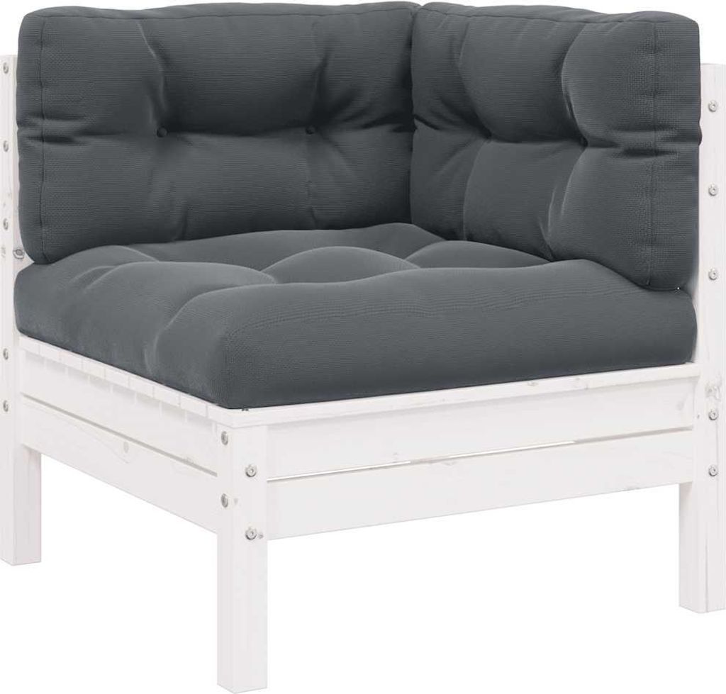 vidaXL Gartensofa 2-Sitzer mit Kissen in Weiß Massivholz Kiefer