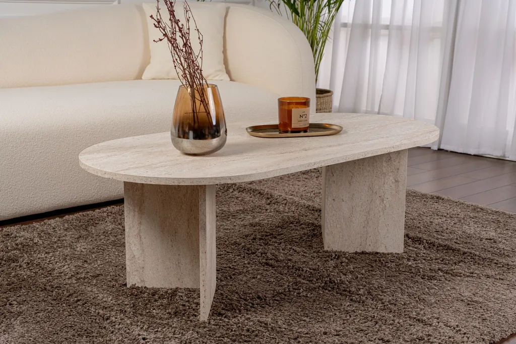 Tavolino Sable Skye Decor Effetto Travertino 119x60 cm Living