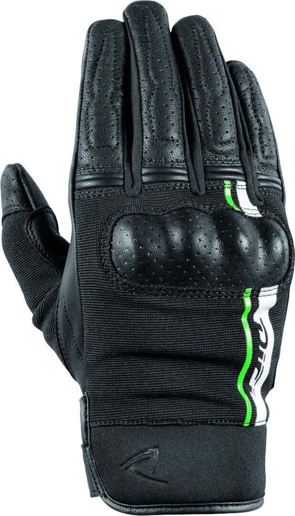 DIFI Reptile perforierte Motorrad Handschuhe, schwarz/weiß/grün, 3XL