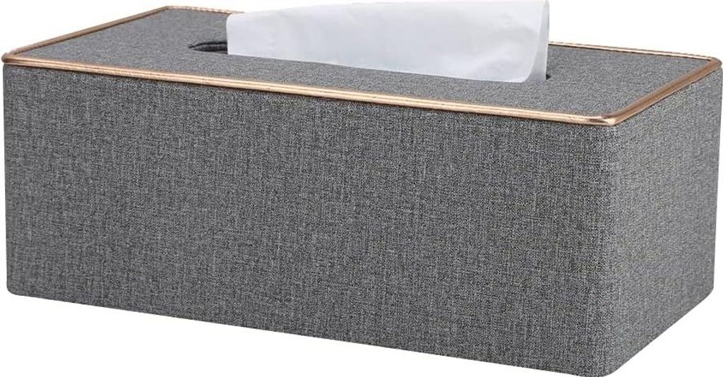 Kunstleder Kosmetiktücher Box Taschentuchbox Tücherbox für Büro/Auto/Zuhause (Grau)