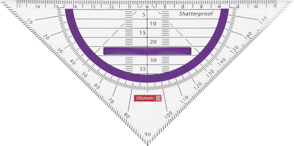 Brunnen Geometrie-Dreieck Colour Code (für Schule und Büro, 16 cm, bruchsicher, ergonomischer Griff) violett / purple ein Stück