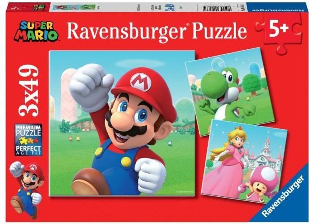 Ravensburger-SUPER MARIO-Puzzles 3x49 Teile - Super Mario-4005556051861-Ab 5 Jahren