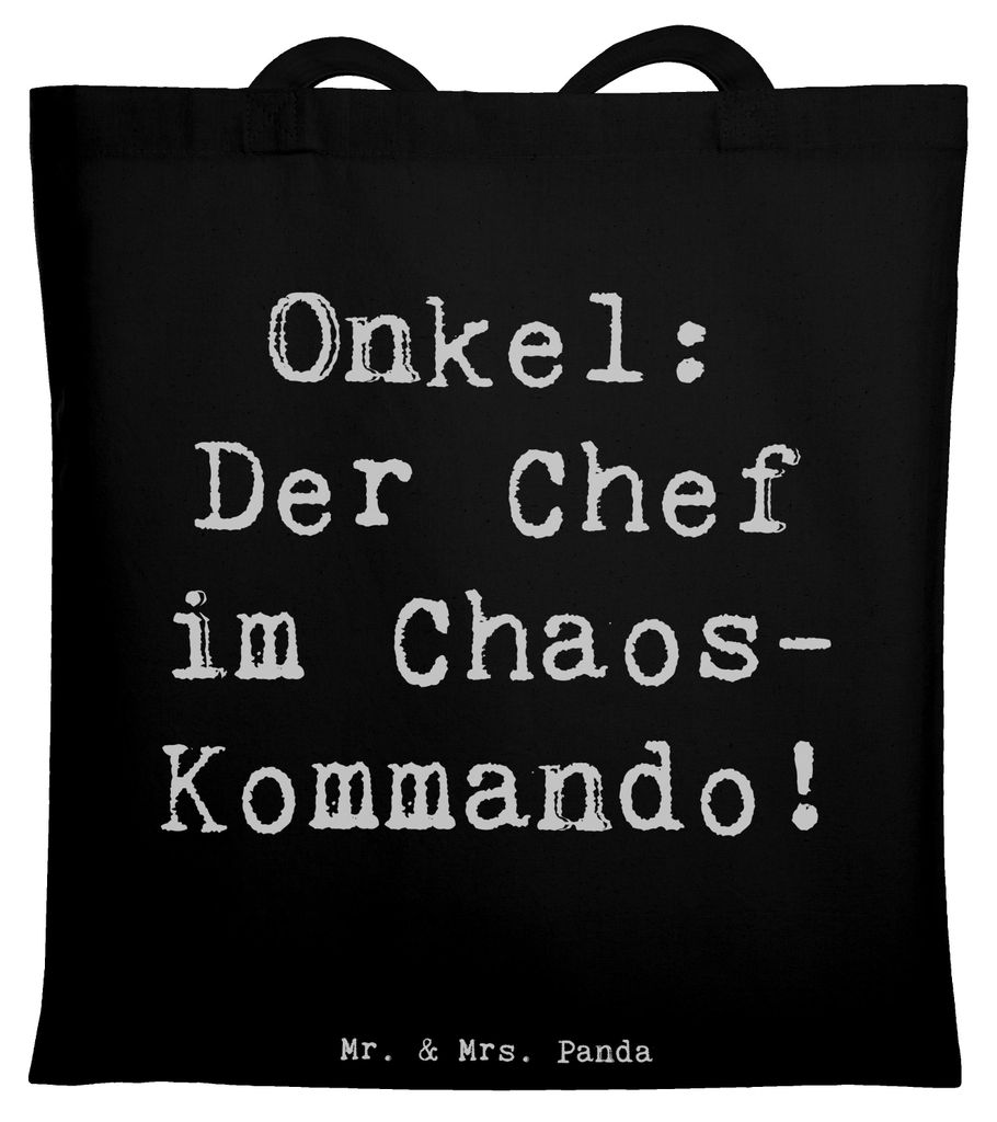 Mr. & Mrs. Panda Tote Bag Spruch Onkel Chef - Schwarz - Geschenk, Jutebeutel, Familie, Geschenke, Einkaufstasche, Tasche, Lustig, Spaß, Shopping, ...