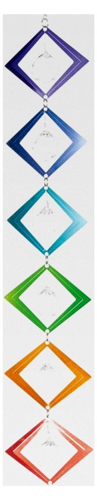 Metall Windspiel - Kristall Regenbogen Kette Quadrat - 47cm x 10cm - 6 Karos mit Glitzerpigmenten und Facettschliff-Kugeln inklusive Aufhängung - ...