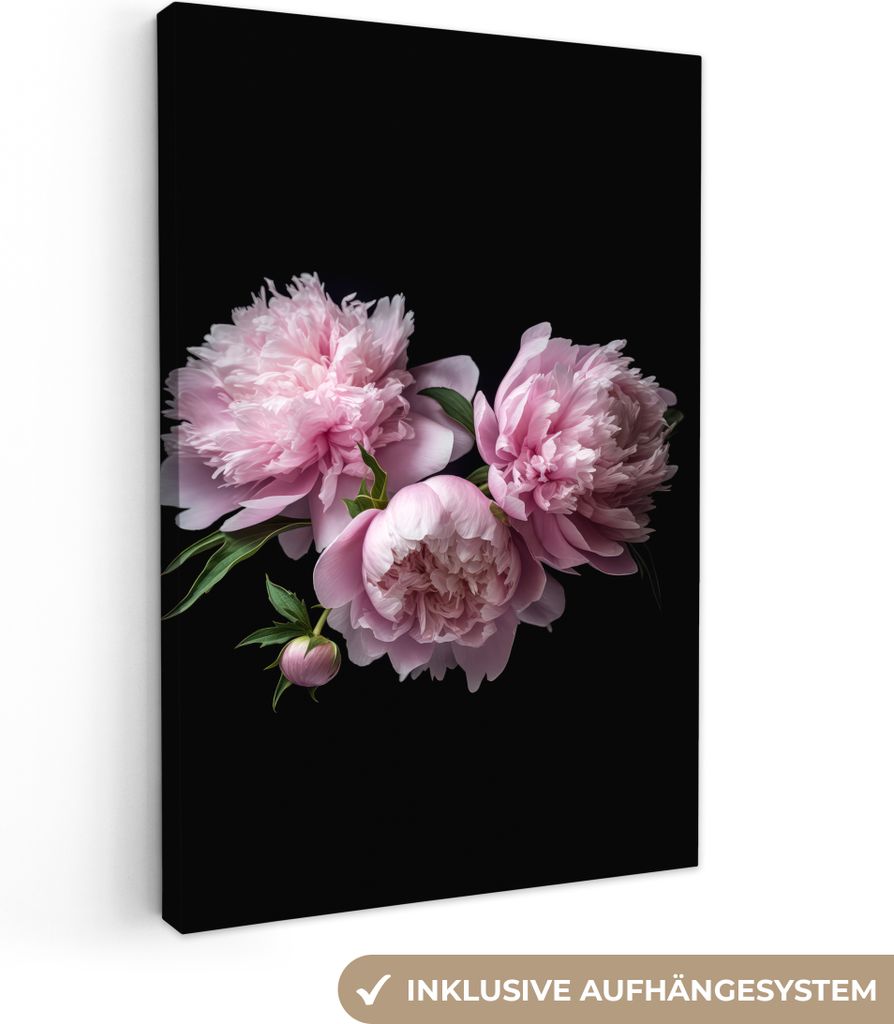 OneMillionCanvasses - Leinwandbilder - 90x140 cm, Pfingstrose - Rosa - Blumig - Botanisch - Natur, Wandbilder Kunstdruck Wanddekoration - Foto au...