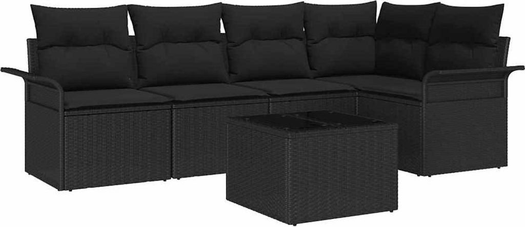 "SALE 2026" Garten-Sofa-Set - elegantes Design - Sitzgruppe mit Sofa, Tisch - mit Kissen 6 pcs Schwarz Poly Rattan - Terassenmöbel DEMöbel945069