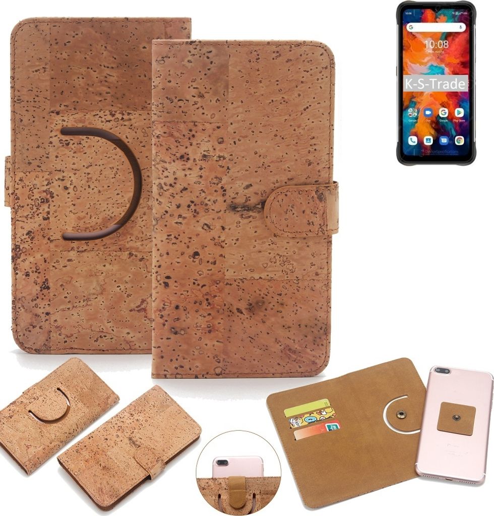 K-S-Trade Handy-Hülle Schutz-Hülle kompatibel mit UMIDIGI Bison X10 Pro Handyhülle Schutzhülle Korkhülle Kork-Hülle 1x