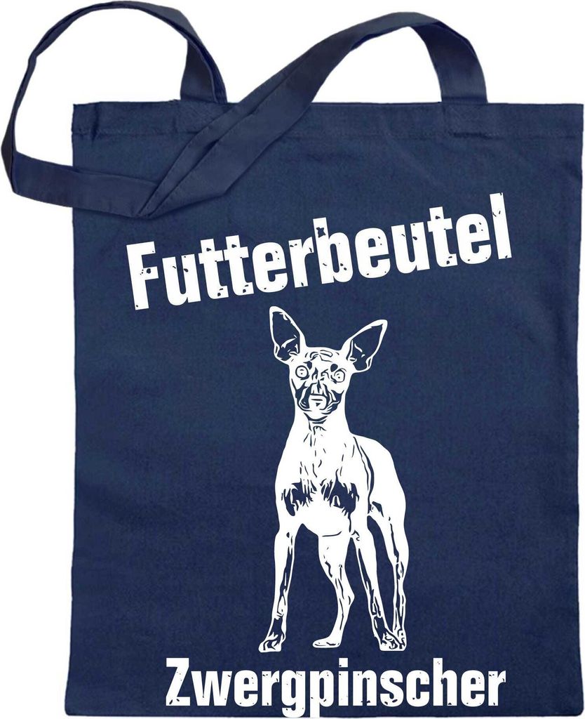 Kiwistar Futterbeutel - Zwergpinscher - Einkaufsbeutel mit Motiv Hund - Jutebeutel bedruckt - Tragetasche Stoffbeutel Umhängetasche Langer Henkel ...