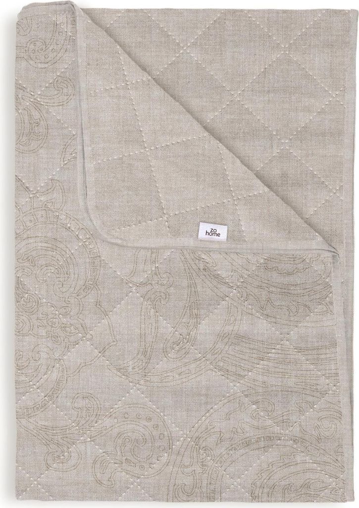 ZO!Home Paisley di Lino Bettüberwurf 270x260 Sandy Beige Bettüberwurf 270x260 Sandy-Beige Paisley