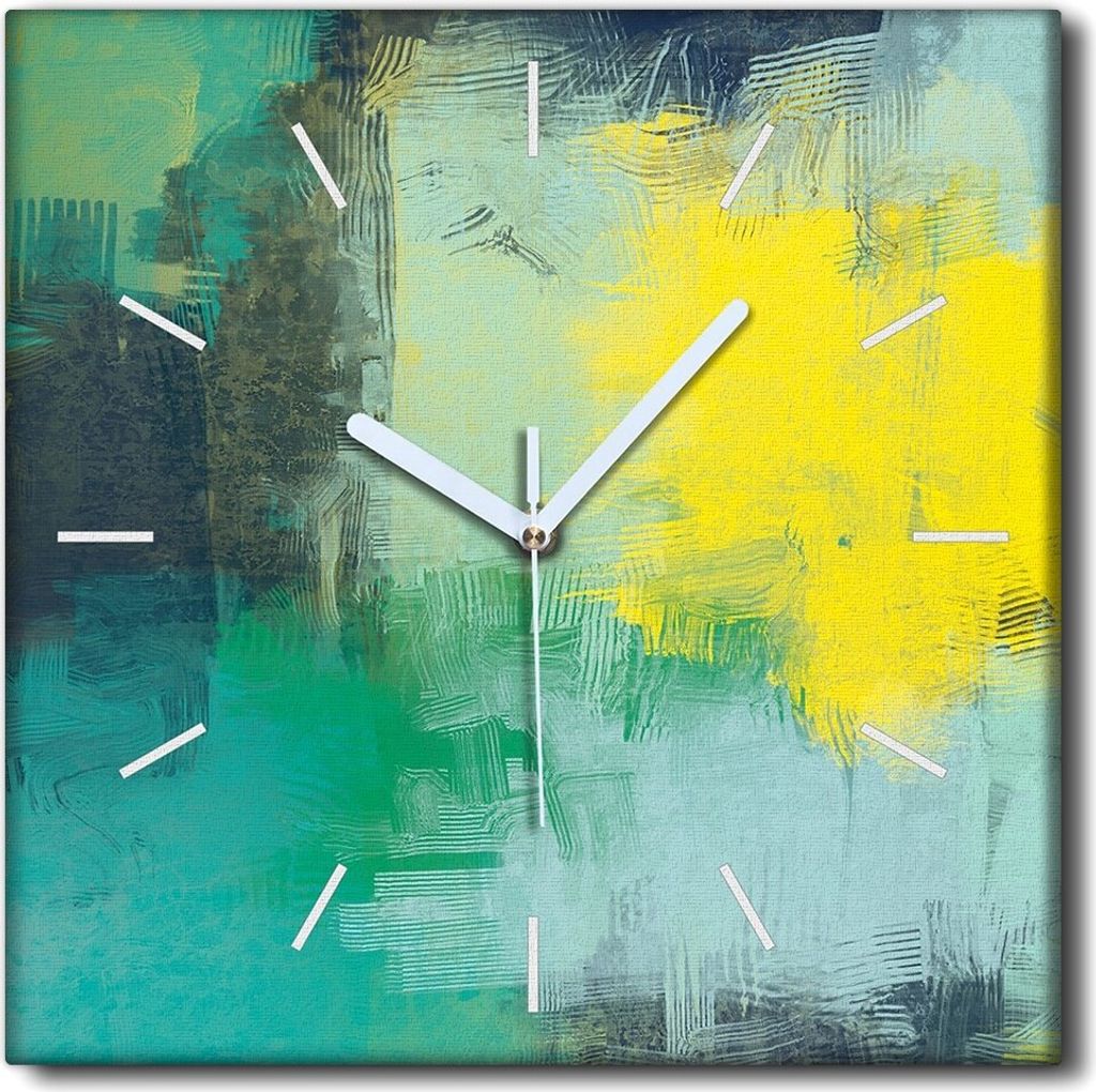 Coloray Uhr auf Leinwand 30x30 cm Wand Uhr Dekoration Wohnzimmer Segeltuch weiße Zeiger -Vintage Abstraktion.