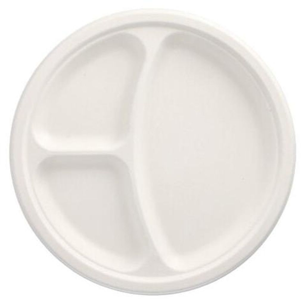 500 Papstar Teller, Zuckerrohr pure 3-geteilt Ø 26 cm, 2 cm Produktbild 