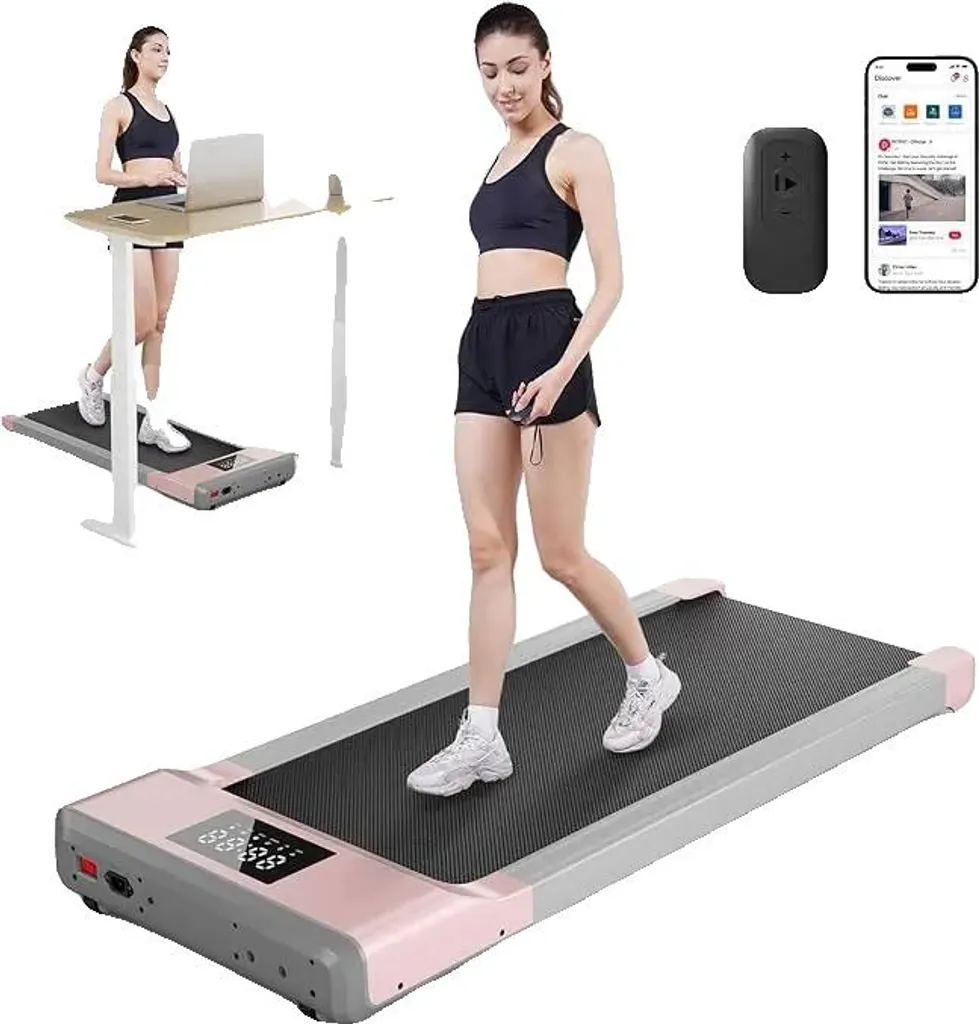 Tapis de course Walking Pad rose ultra compact et silencieux pour la maison