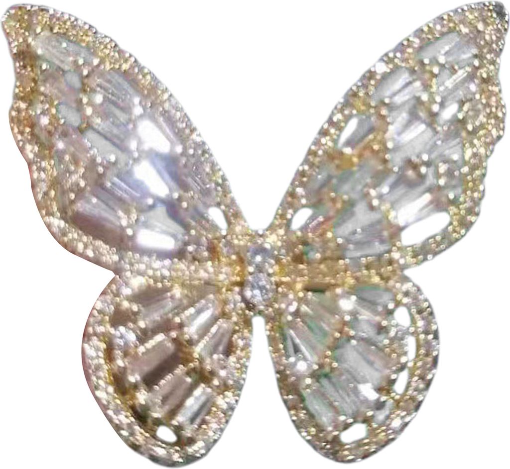 Frauen Ring Aushöhlen Schmetterling Form Strass Legierung Einstellbare Öffnung Ring Bankett Party Hochzeit Schmuck