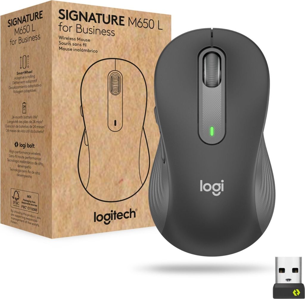 Logitech Wireless Mouse M650 L for business graphite retail Produktbild 