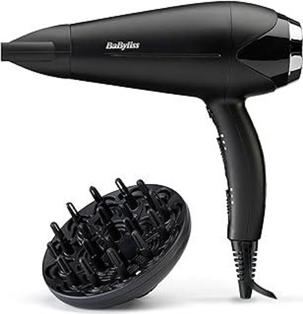 BaByliss Haartrockner Turbo Smooth – 2200 W leistungsstarker Föhn, großer Diffusor, Ionen-Technologie mit Anti-Frizz, 3 Temperatureinstellungen...