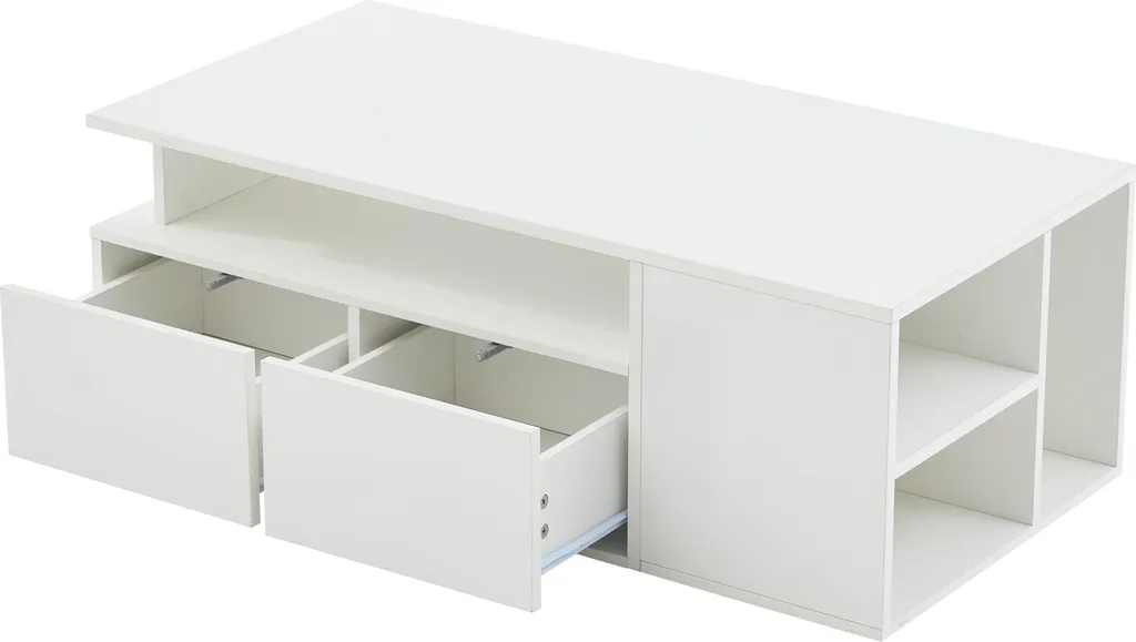 Table basse de salon moderne blanche laquée avec éclairage LED RGB