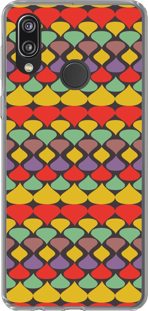 MuchoWow Handyhülle Schutzhülle Hülle für Telefoonhoesje Huawei P20 Lite (2020) Vintage - Retro - Farben - Muster Silikon Softcase Handy Hül...