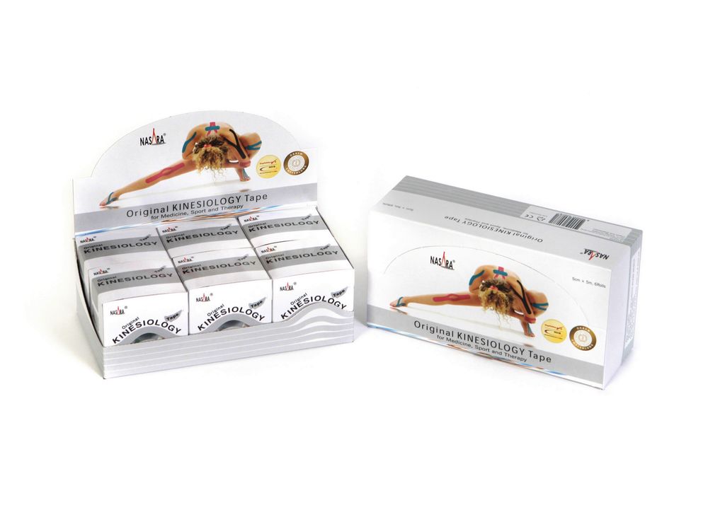 Nasara Kinesiologie Tape 5m x 5 cm 6er Box : weiss Farbe: weiss