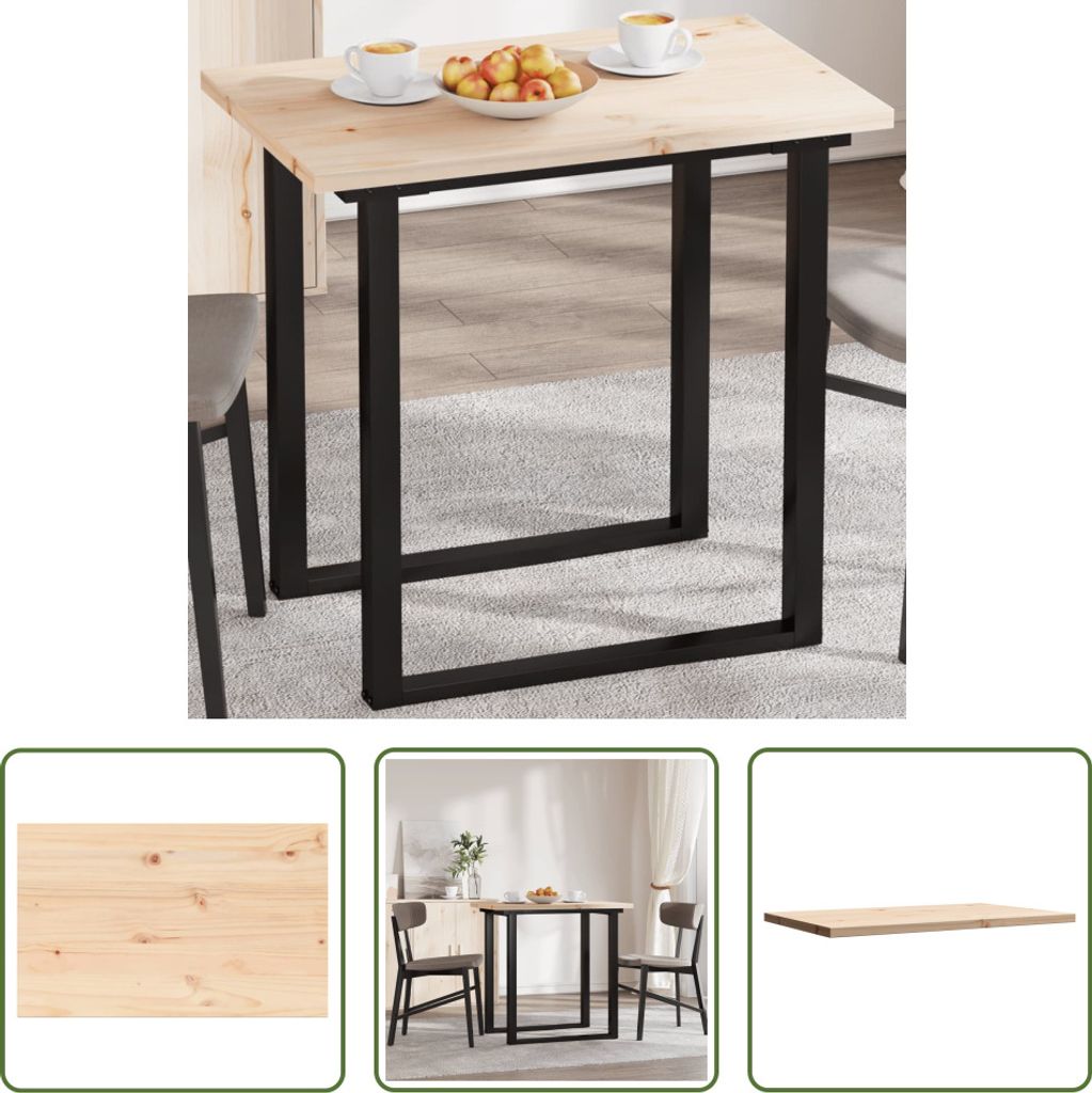 The Living Store Tischplatte 80x50x2,5 cm Rechteckig Massivholz Kiefer